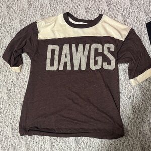 Brown and Cream Shirt with 'DAWGS' Print